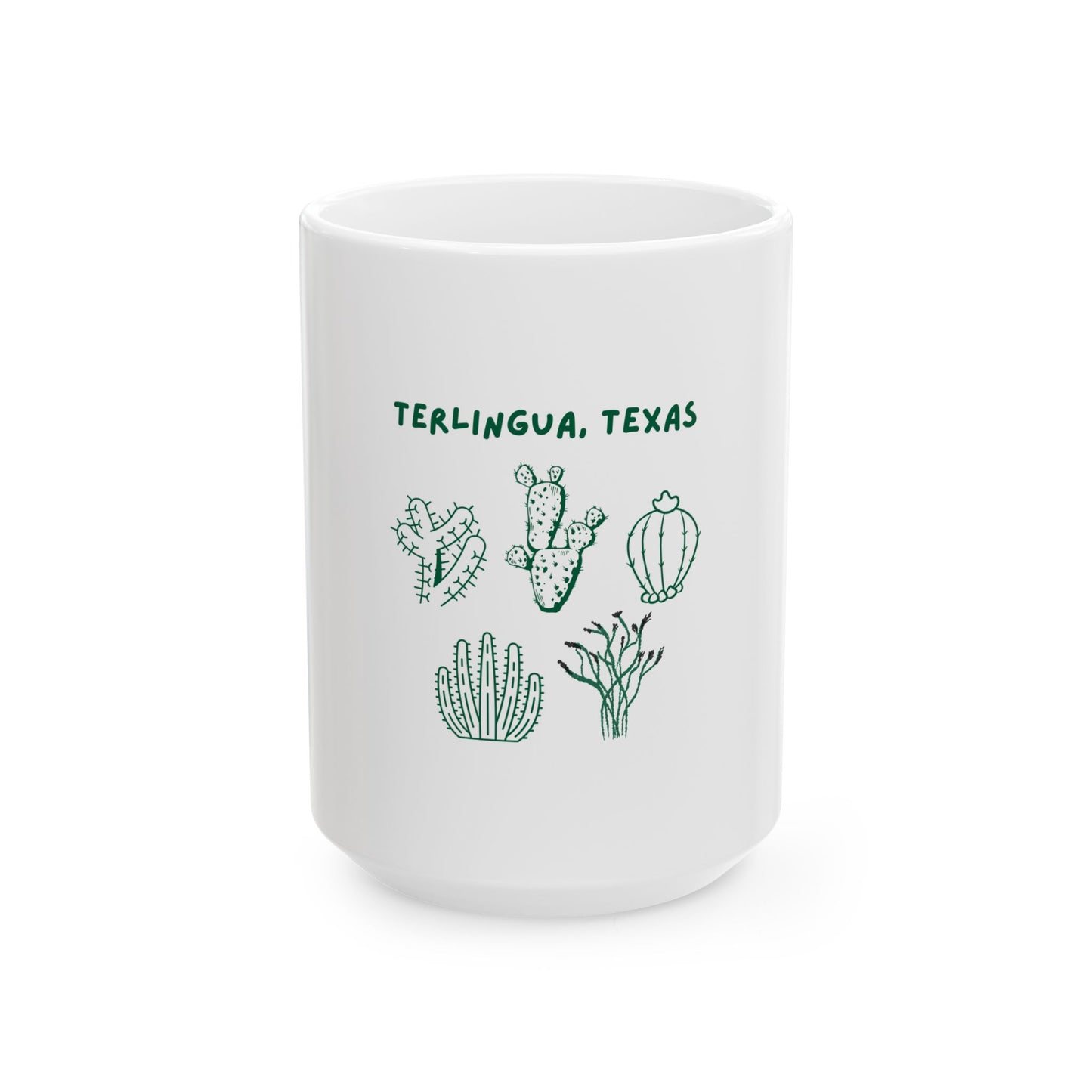 Terlingua, Texas Cactus Mug — Ceramic Coffee Cup (11oz, 15oz)