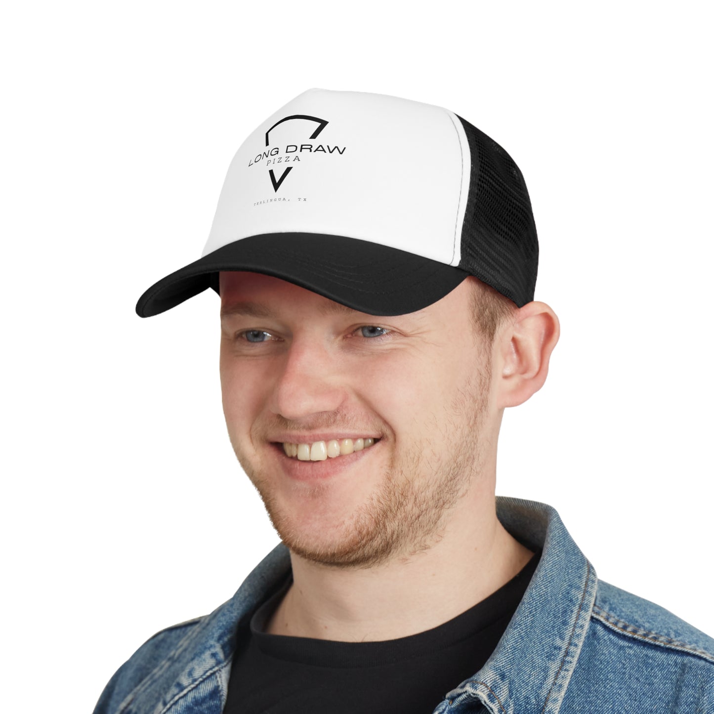 Long Draw Pizza Logo Trucker Hat, Unisex