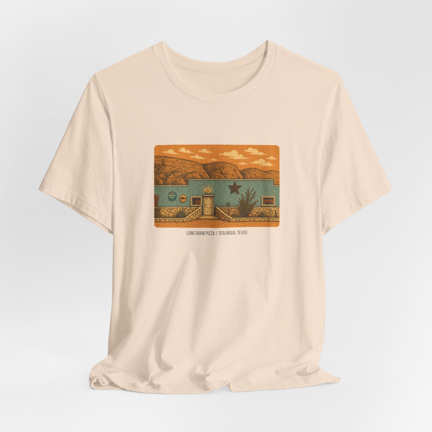 Long Draw Pizza Building T-Shirt, Unisex