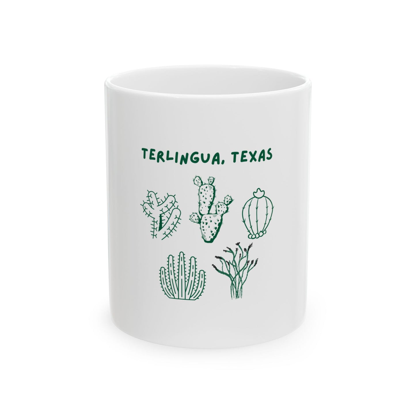 Terlingua, Texas Cactus Mug — Ceramic Coffee Cup (11oz, 15oz)